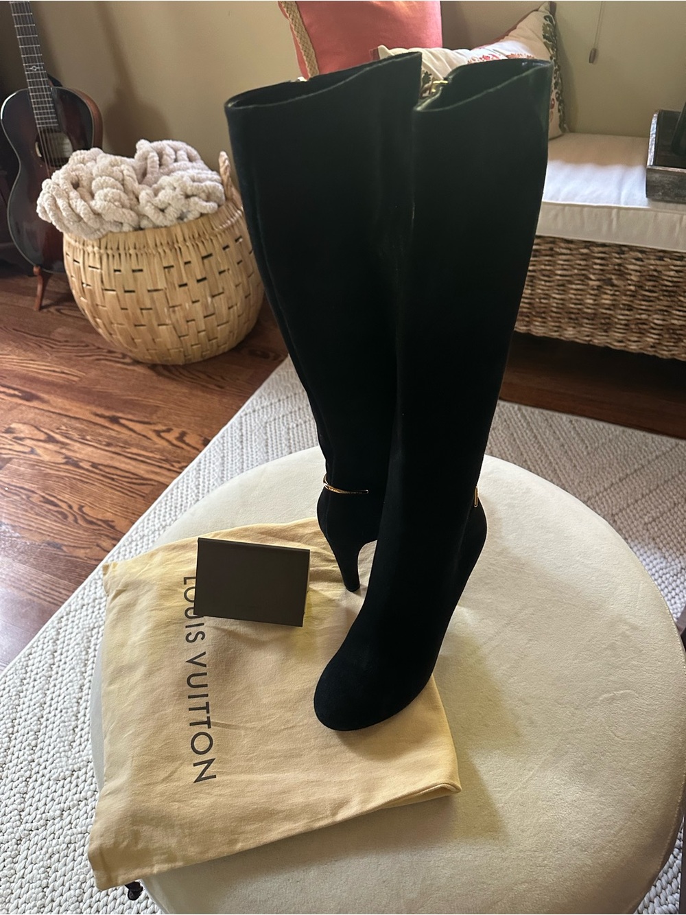 Louis Vuitton Black Suede Knee-High Boots